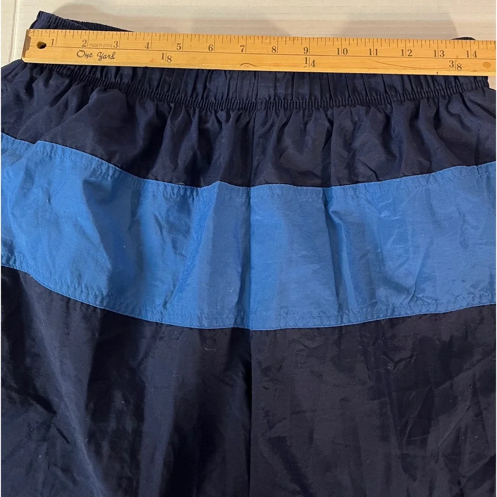Nike Nylon Mesh Lined‎ Shorts Mens L Navy Blue Excellent Vintage Striped Swim